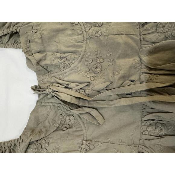 Altar’d State Olive Green Floral Embroidered Ruffle Corset Mini Dress Size Large - Picture 5 of 9